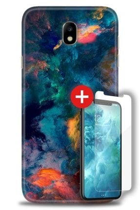 Samsung Galaxy J7 Pro / J730 Kılıf Hd Baskılı Kılıf - Color Storm + Temperli Cam zmsm-j7-pro-j730-v-156-cm