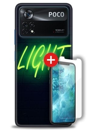 Xiaomi Poco X4 Pro 5g Kılıf Hd Baskılı Kılıf - Neon Inscription + Temperli Cam zmxi-poco-x4-pro-5g-v-244-cm