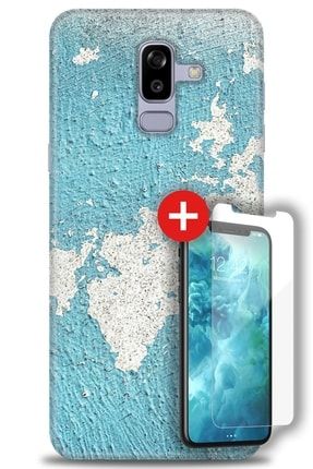 Samsung Galaxy J8 Kılıf Hd Baskılı Kılıf - Yaşlı Duvar + Temperli Cam zmsm-j8-v-119-cm