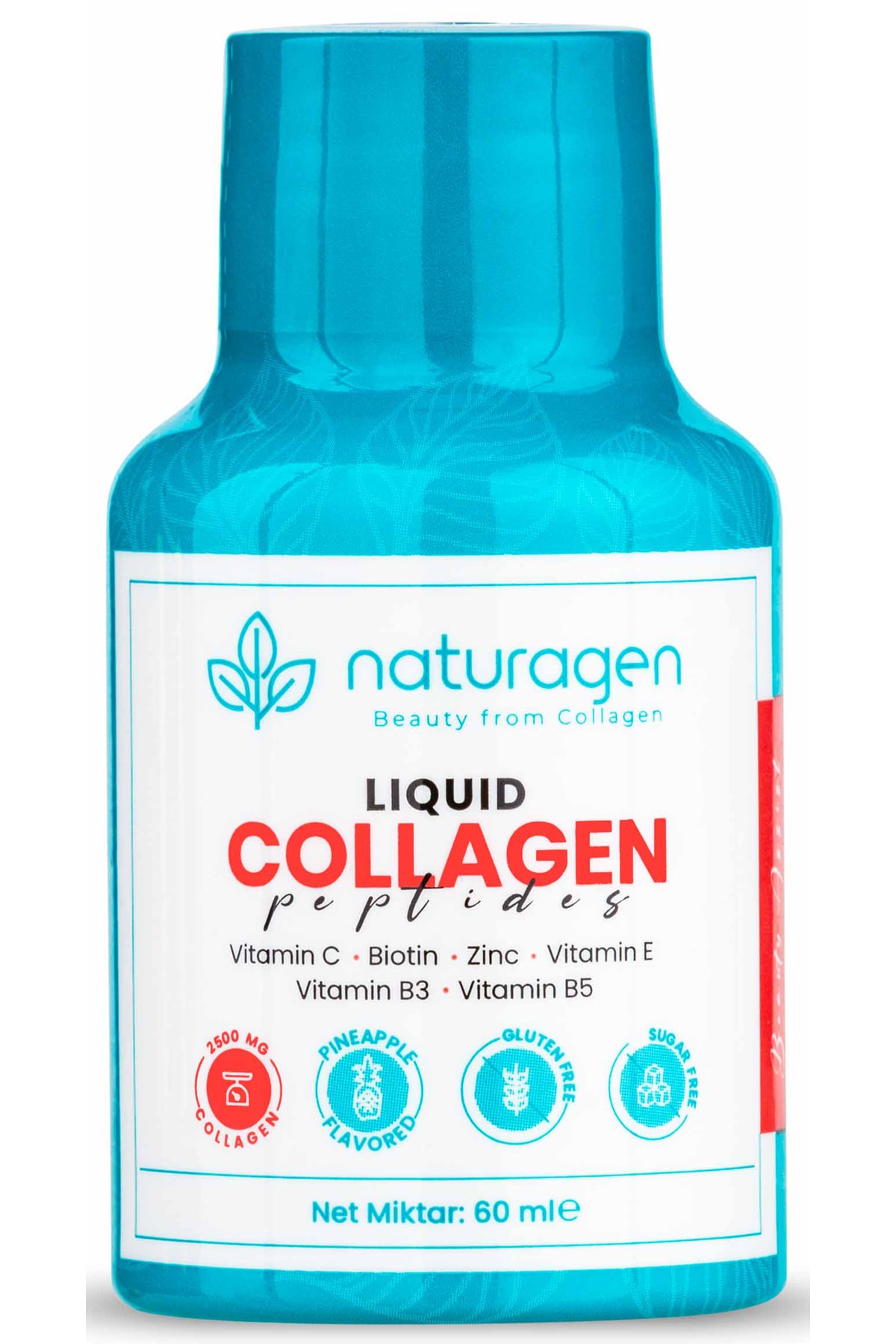 Naturagen Kolajen Ananas Aromalı Likit Collagen Shot 60 Ml 1 Adet Şişe (tip 1 & Tip3 Hidrolize Sıvı Collagen)