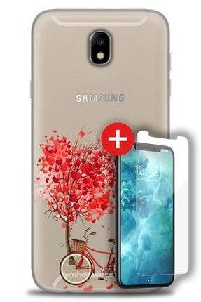 Samsung Galaxy J7 Pro / J730 Kılıf Hd Baskılı Kılıf - Ağaç Kalp + Temperli Cam zmsm-j7-pro-j730-v-324-cm