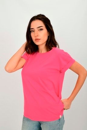 Kadın Basic T-shirt Lara-4 Pembe LARA-4