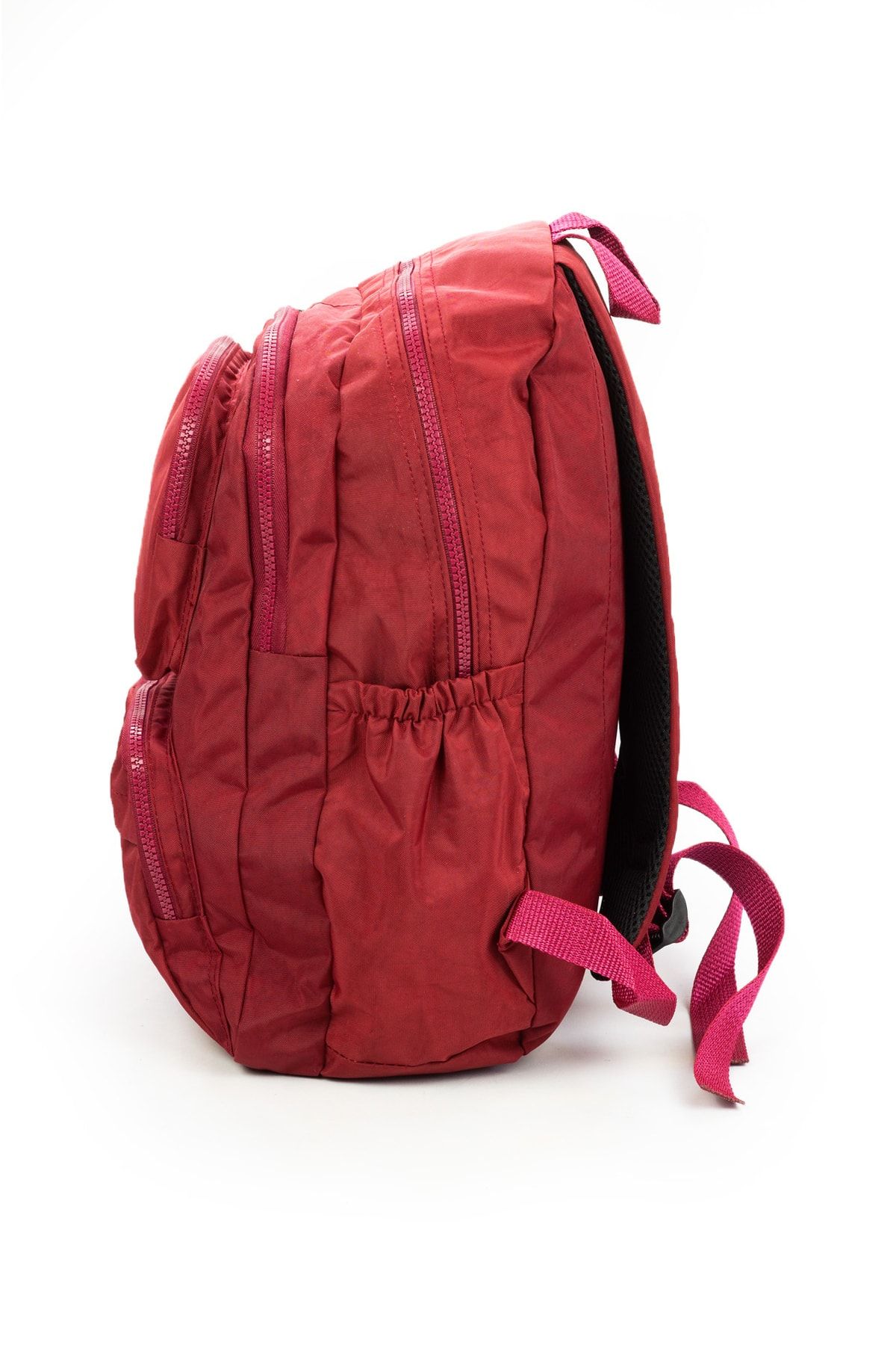İMAKS-Water Resistant Crinkle / Clinker Fabric Multi-Compartment Backpack And School Bag Claret Red 8813 3