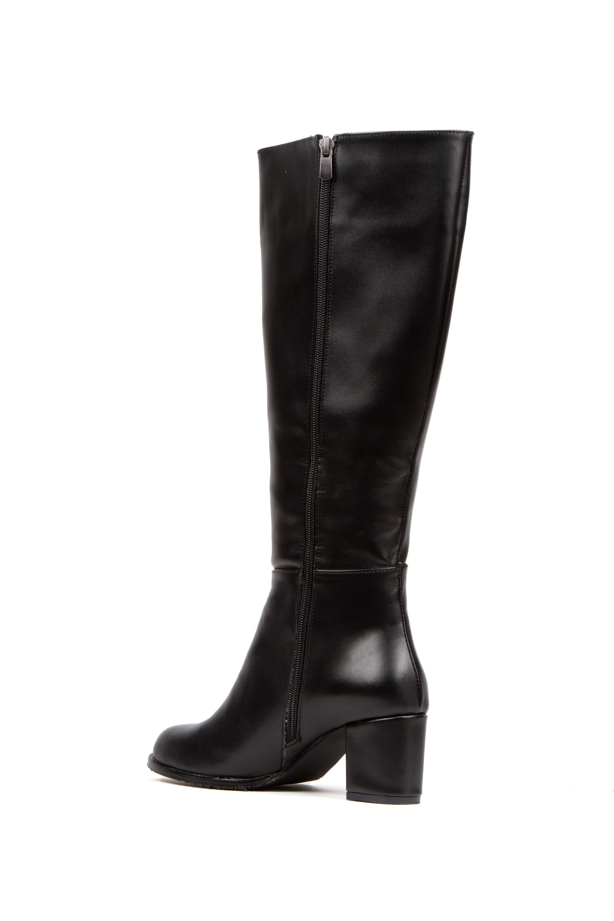 irmona  Felipe Siyah Ithal Deri Diz Altı Fermuarlı Topuklu Çizme - Görsel 6