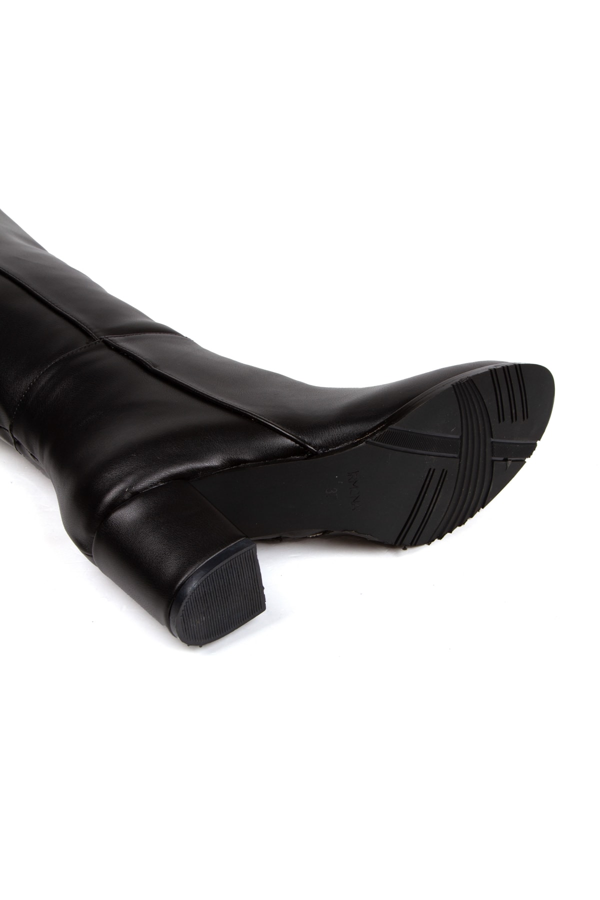 irmona  Felipe Siyah Ithal Deri Diz Altı Fermuarlı Topuklu Çizme - Görsel 8