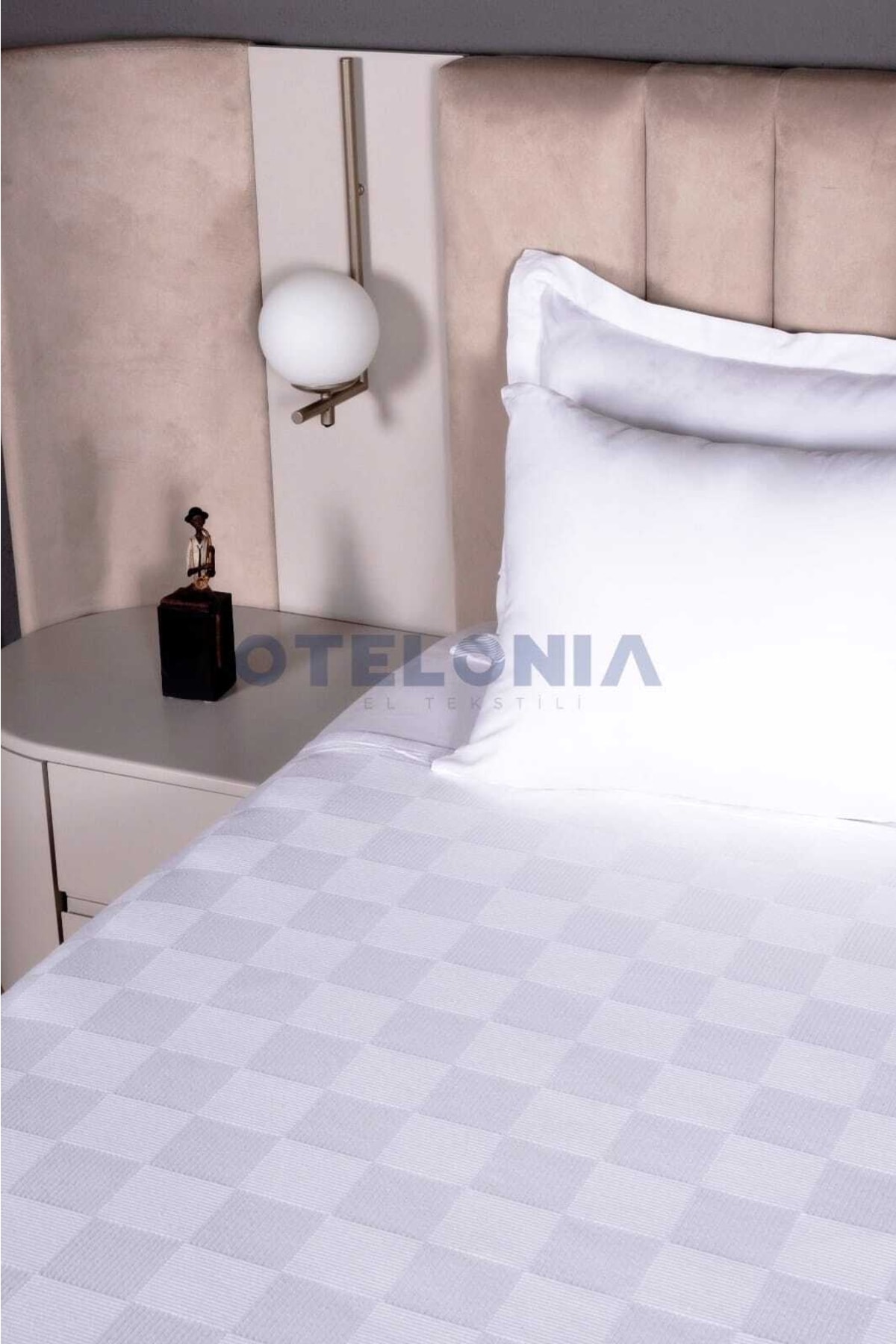 Otelonia Otel Serisi Büyük Dama Desen Otel Pikesi Çift Kişilik 200x230cm 2