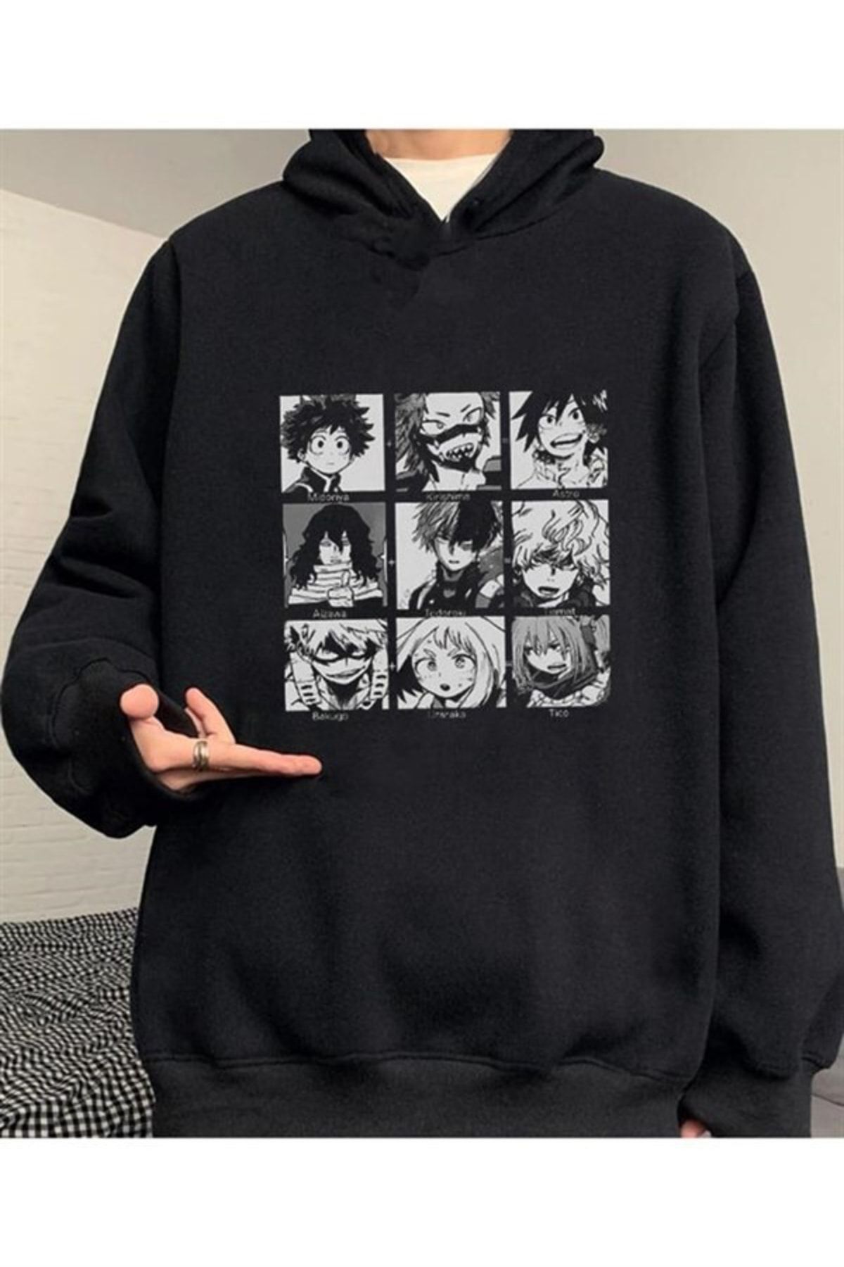 DENİKK-Cămașă cu glugă neagră My Hero Academia Collage 3