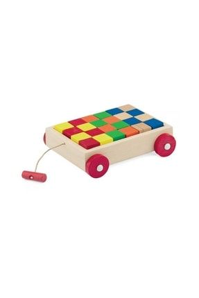 Playwood Renkli Küp Bloklu Ahşap Araba Eğitici Oyuncak ONY-312