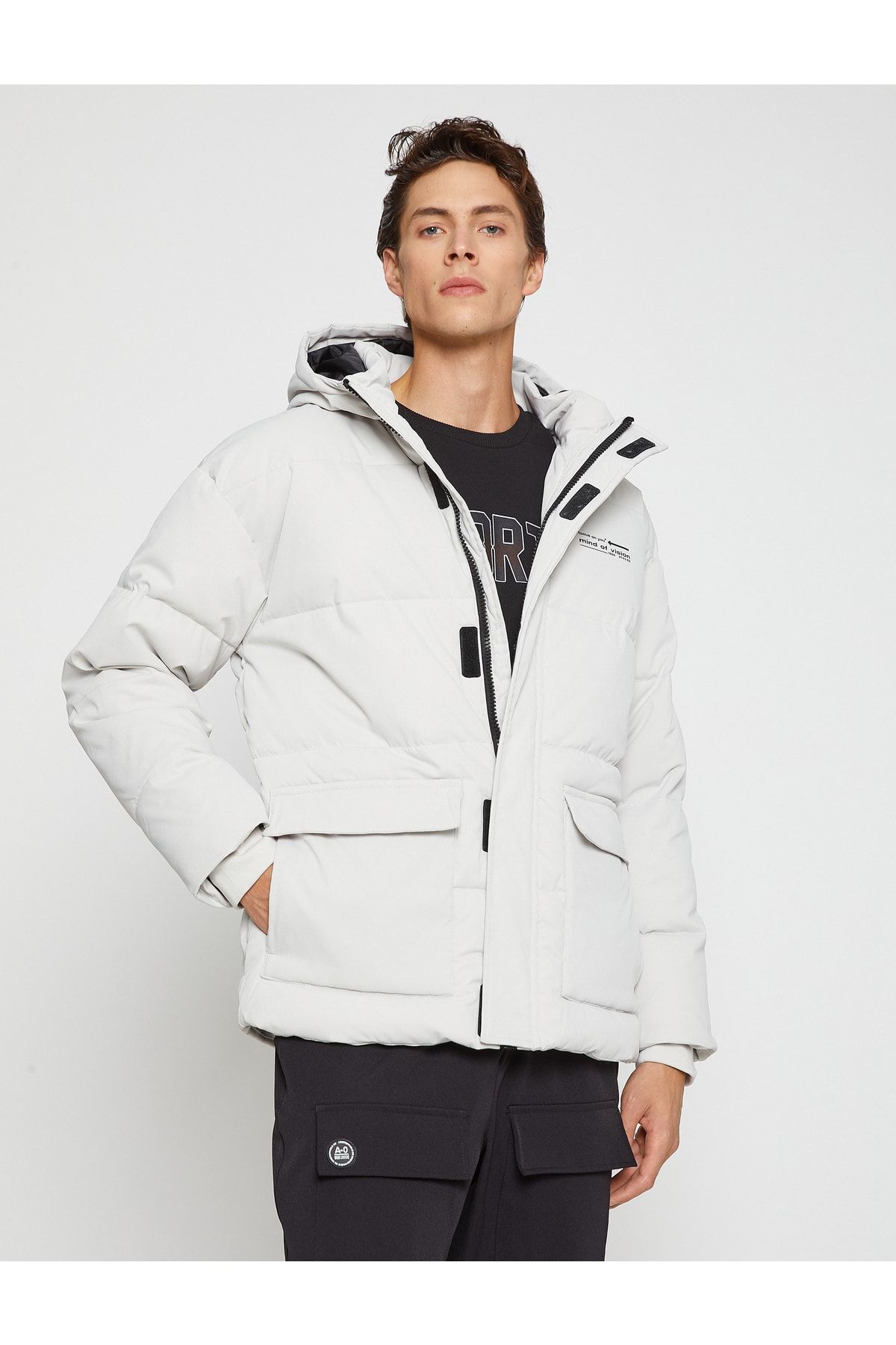 Hooded Puffer Jacket - White - Men