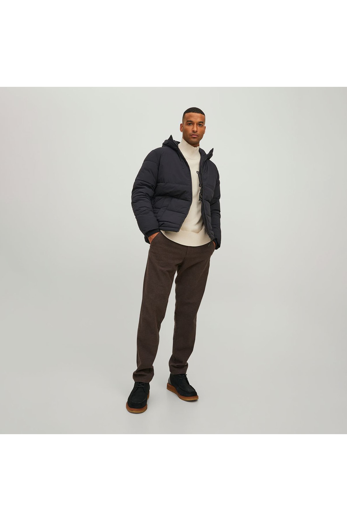 کاپشن مردانه مشکی جک اند جونز | 12215130-B اورجینال - تصویر 3