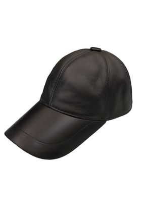 Unisex Siyah Hakiki Deri Beyzbol Şapkası SQ9232655