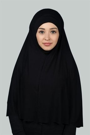 Hazır Türban Peçeli Pratik Eşarp Tesettür Nikaplı Hijab - Namaz Örtüsü Sufle (3XL) - Siyah T80