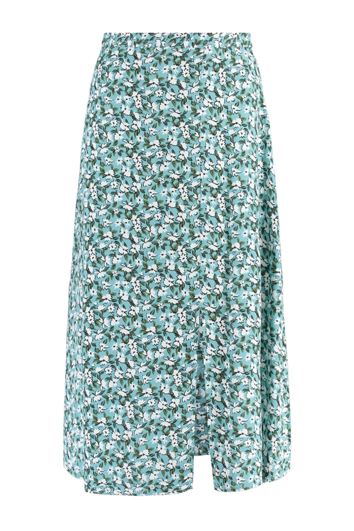 Trendyol Collection-Grüner gewebter Midirock aus Viskosestoff mit Schlitzdetail und Blumenmuster TWOSS20ET0230 21