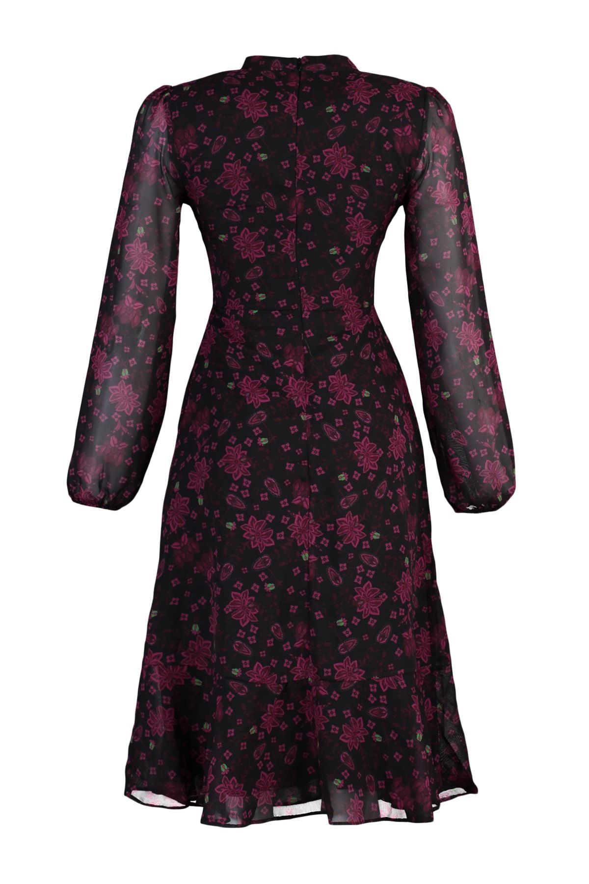Trendyol Collection-Imprimeu floral roz - Rochie midi din șifon în formă de A, guler vertical - TWOAW20EL1313 9