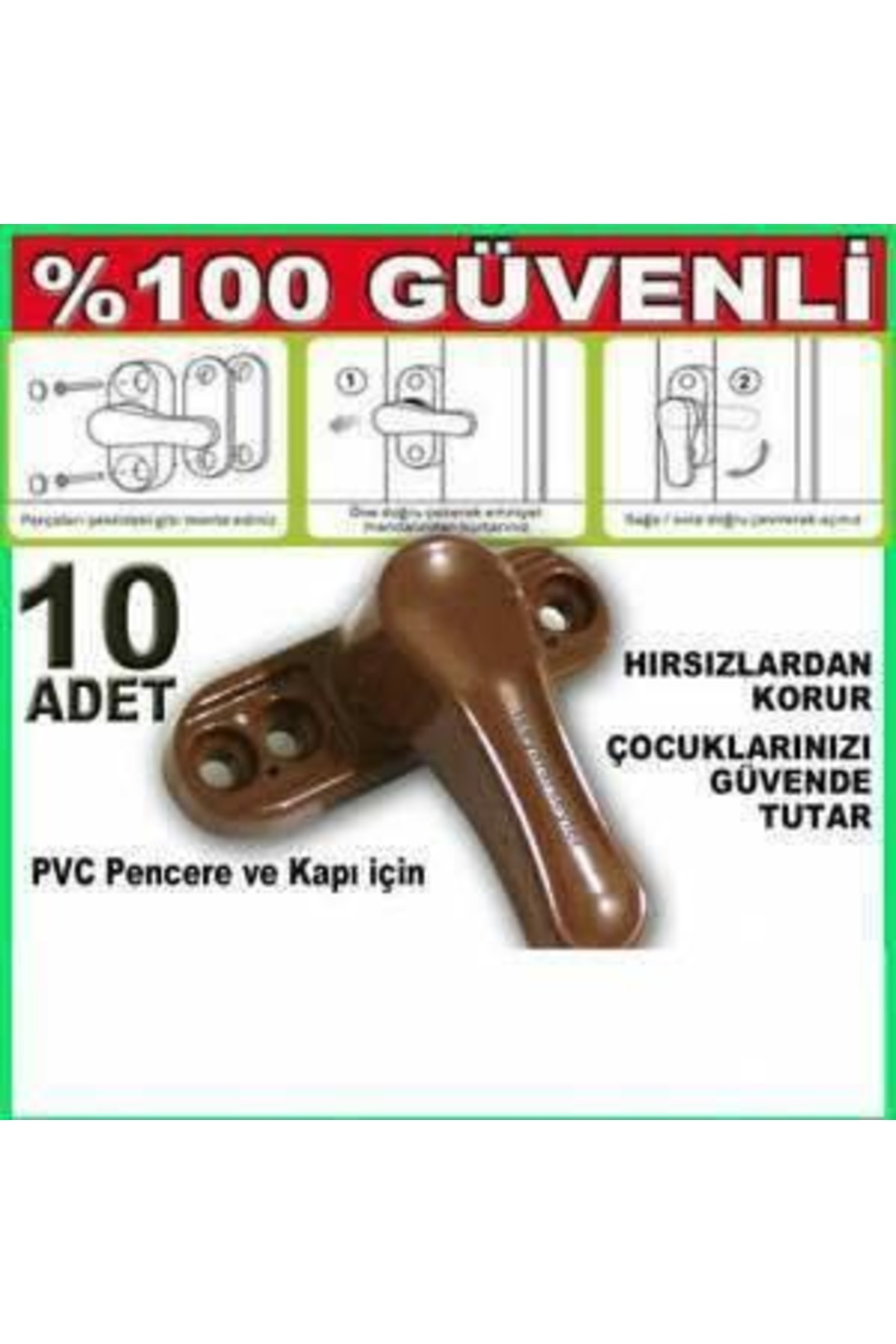 10 Adet Kahverengi Pvc Kapı Pencere Pimapen Kilidi Çocuk Güvenlik Kiliti,hırsız Kaçıran Mandal Kilit