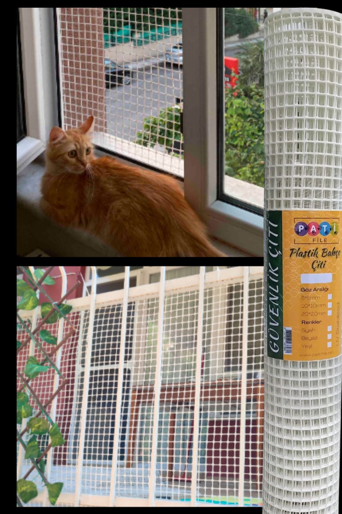 Pati File-1x4 Meters Plastic White Decorative Balcony Garden Fence Balcony Net Cat Safety Net 2