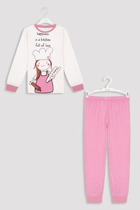 Penti &Ccedil;ok Renkli Kız &Ccedil;ocuk Aş&ccedil;ı Desenli Pijama Takımı