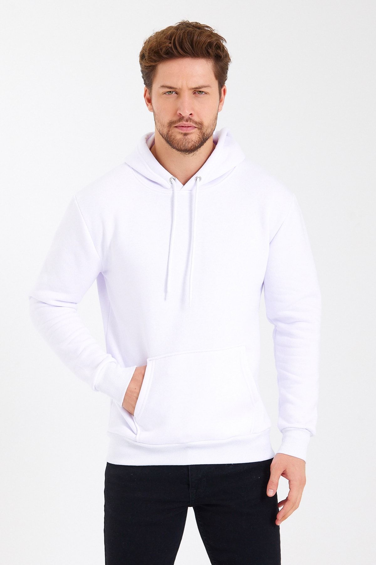 Mens white slim clearance fit hoodie