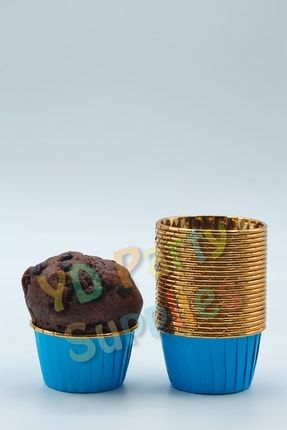 Mavi Gold Metalik Muffin Kek Kalıbı 10 Adet 50x39 TYC00435147944