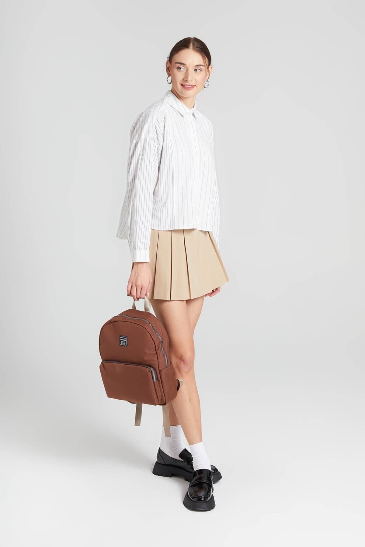 کوله پشتی زنانه قهوه ای ivyess | debby-cepli-unisex-sirt-cantasi اورجینال - تصویر 2