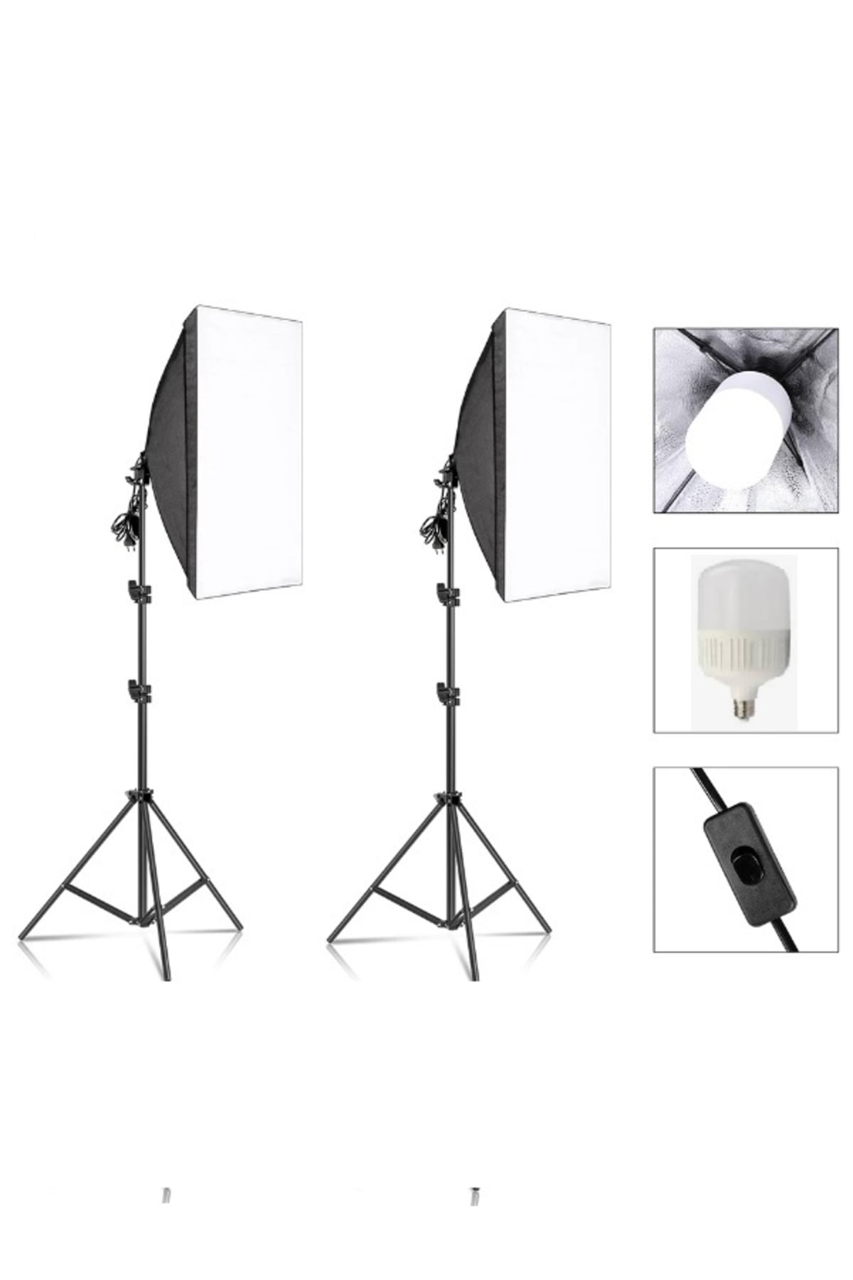 Ikili Softbox Seti ( 50x70 Cm) Lambalı Toplam 9000 Lümen