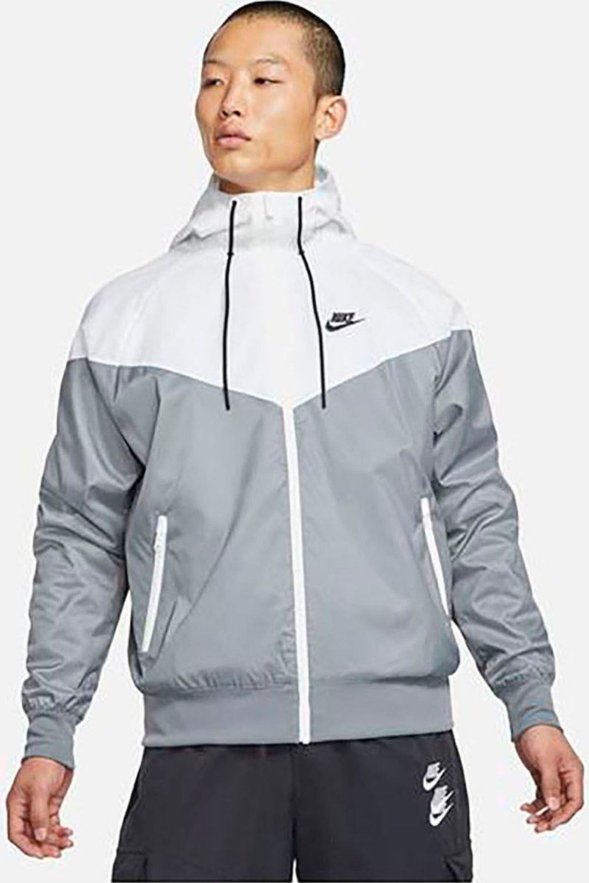 White and shop gray nike windbreaker