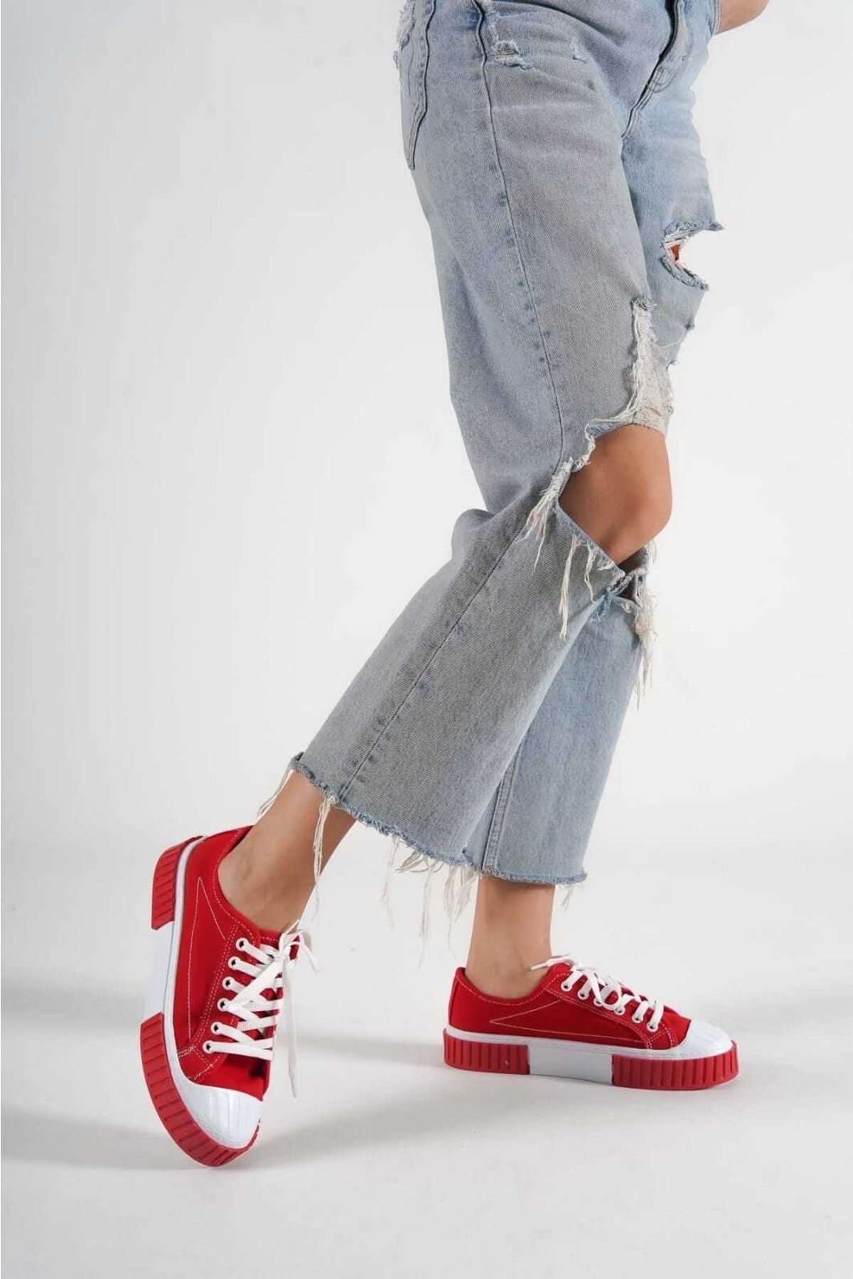 Kadın-erkek Kırmızı Keten Perfect Sneaker