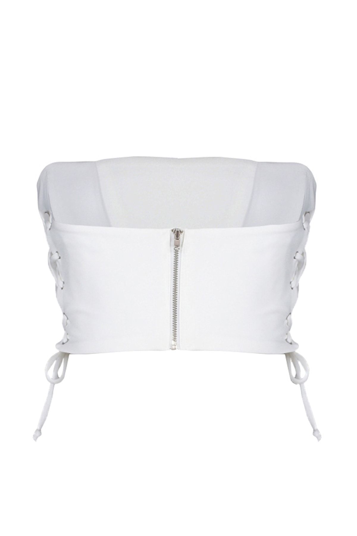 Trendyol Collection-Ecru gewebtes Bustier mit Bügel und Bindeband, TPRSS22BS0026 8