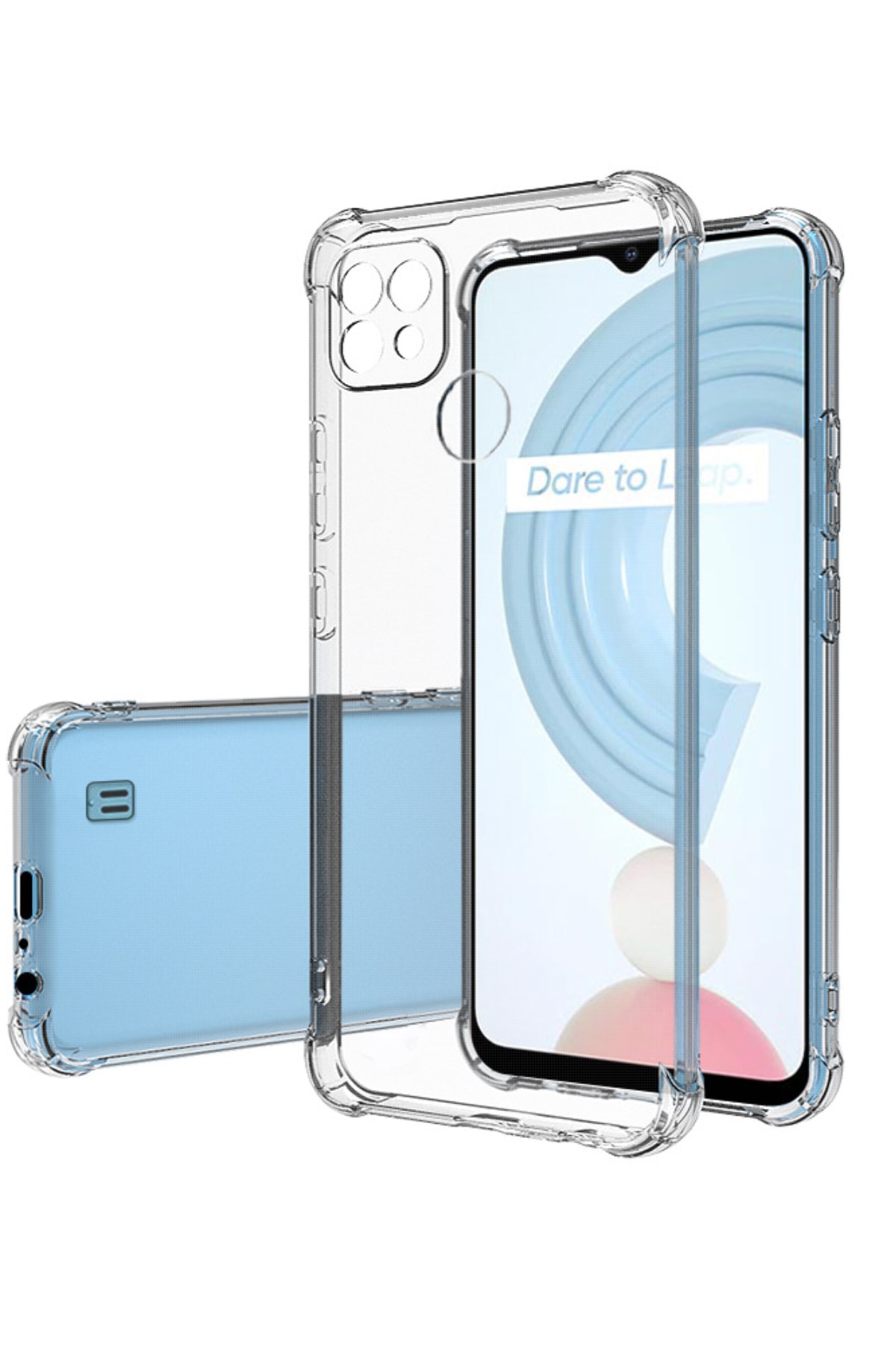 Realme C21 ile Uyumlu Kapak Kamera Korumalı Antişok Airbag Köşe Korumalı Silikon Şeffaf Kılıf