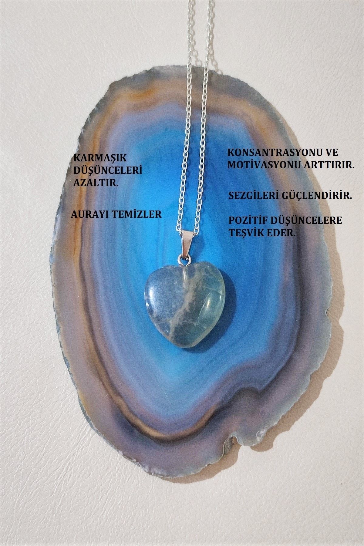 badeaccessories Certified Fluorite Heart Natural Stone Necklace