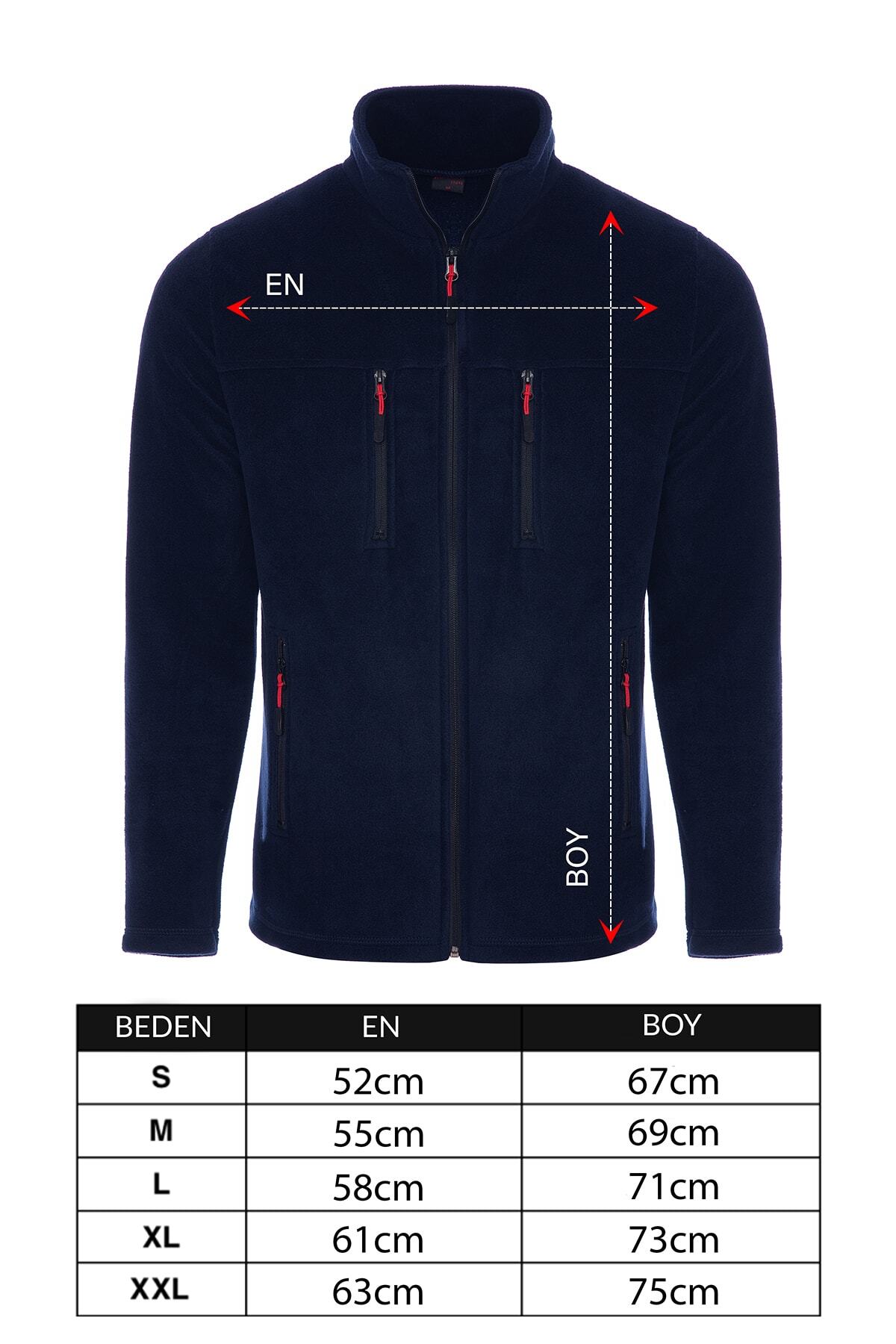 Unisex Lacivert 4 Cepli Boydan Fermuarlı Taç Model Outdoor Polar — سرمه‌ای HONEST4CEP808 — تصویر 3 از 3
