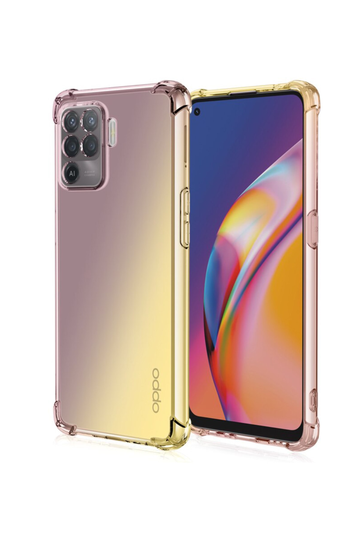 Oppo A94 Kapak Kamera Korumalı Antishock Köşe Korumalı Şeffaf Silikon Kılıf