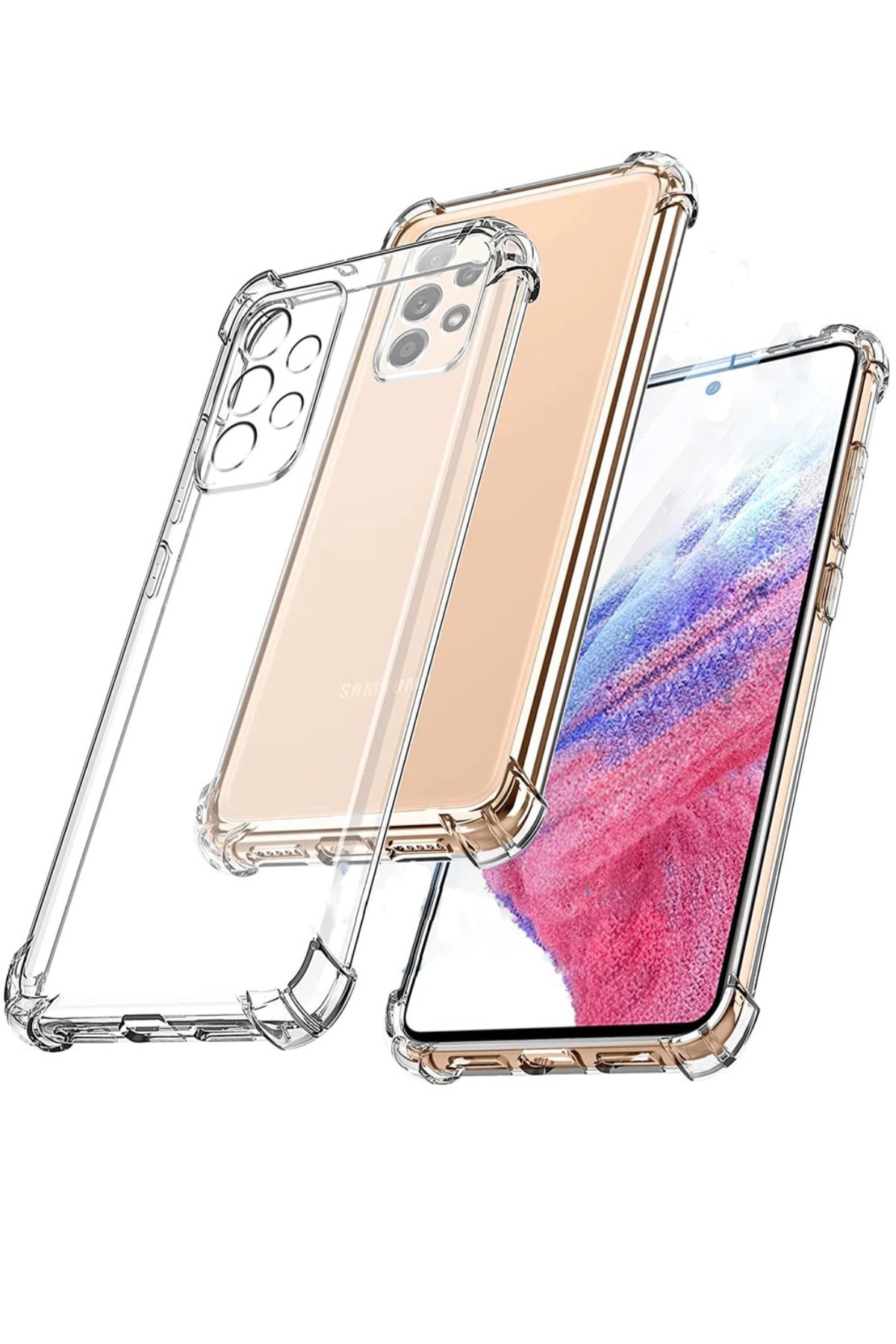 Samsung Galaxy A53 5G ile Uyumlu Kapak Kamera Korumalı Antişok Airbag Köşe Korumalı Silikon Şeffaf Kılıf