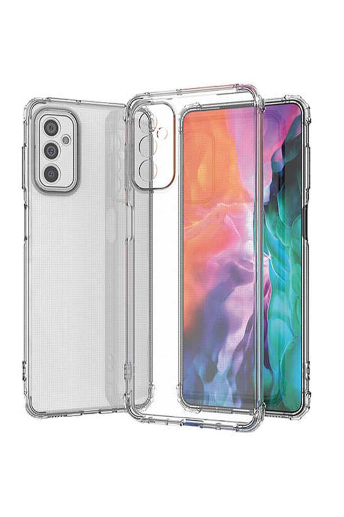 Samsung Galaxy M23 ile Uyumlu Kapak Kamera Korumalı Antişok Airbag Köşe Korumalı Silikon Şeffaf Kılıf