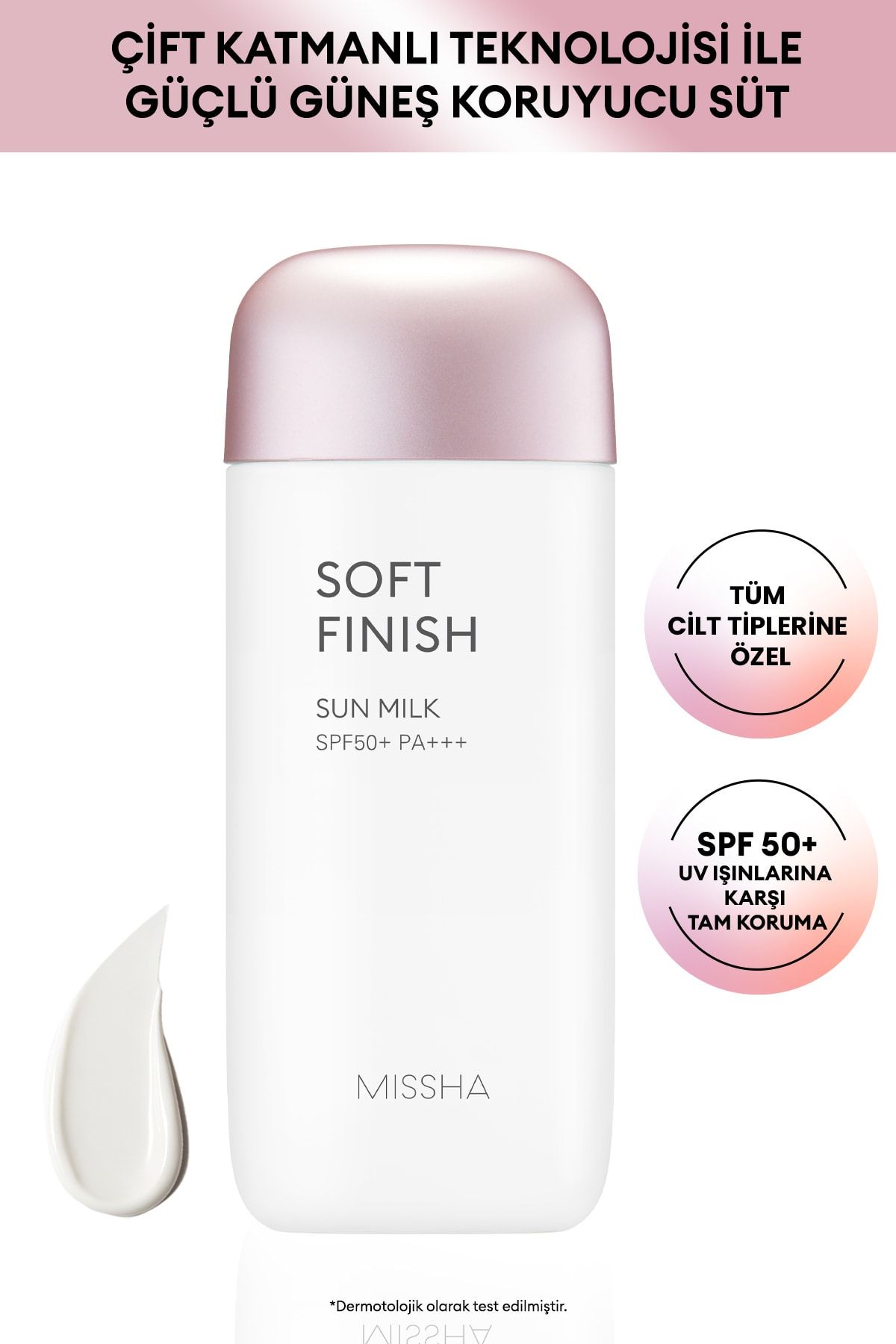 کرم شیر ضد آفتاب Soft Finish محافظت کننده Spf50+pa+++ برای پوست های حساس 70میل میشا Missha