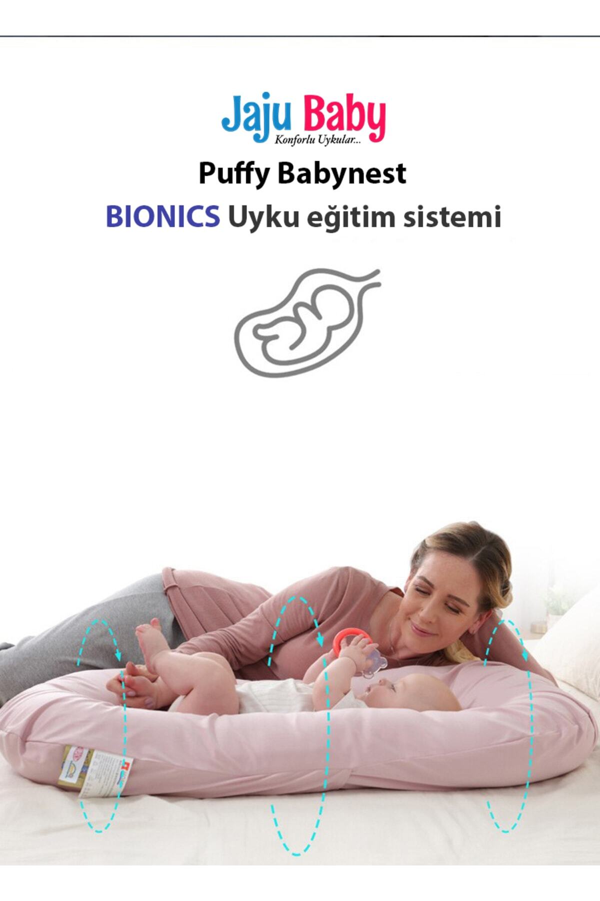 Jaju Baby Beyaz Puffy Babynest Organik Pamuk Kumaş Lüx Baby Nest 70x55 Cm Anne Yanı Bebek Yatağı fotoğrafı 3 (önizleme)