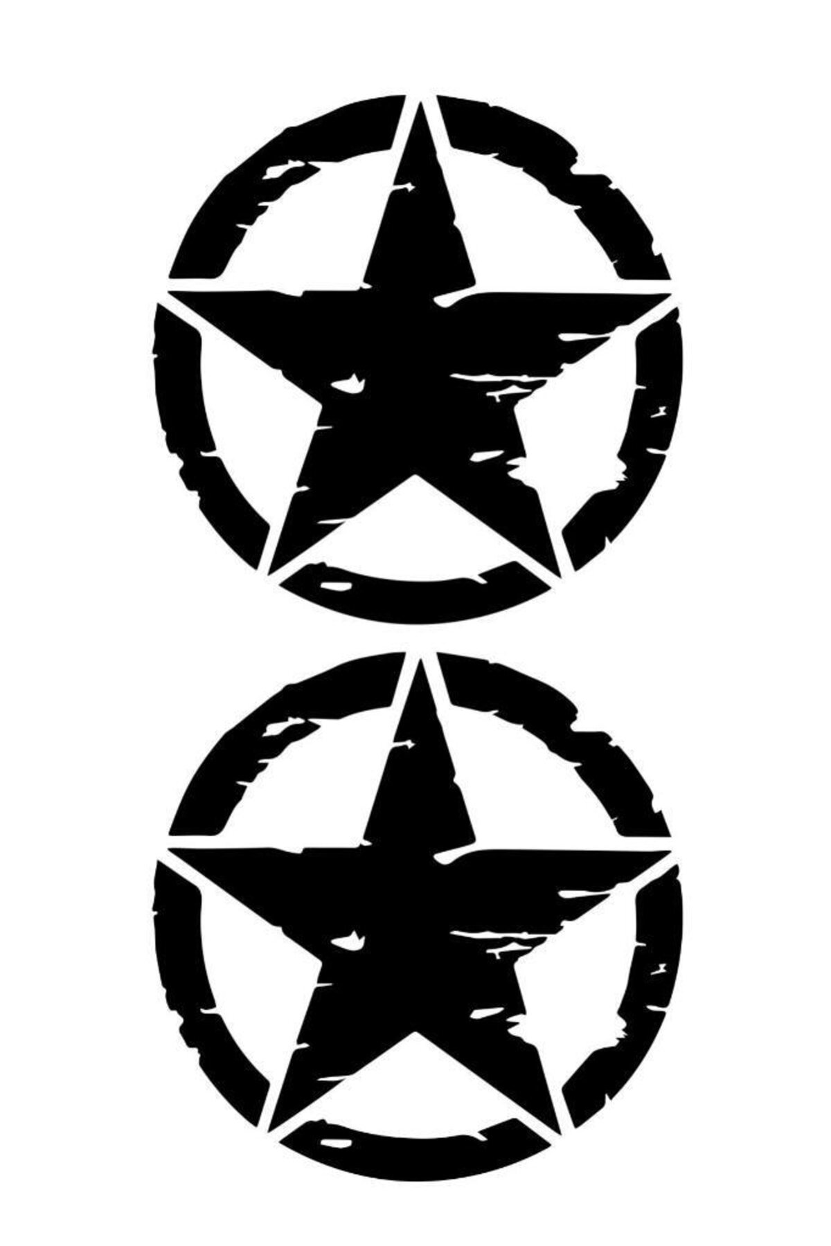 Parla 2 Adet Army Star – Askeri Yıldız Off Road Sticker 10×10 Cm,siyah