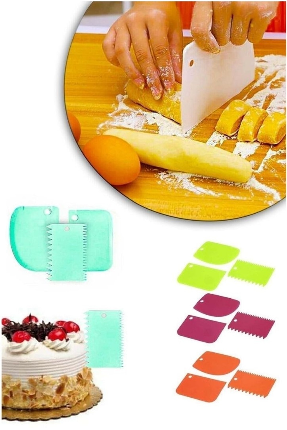 Hamur Kesici Kazıyıcı Krema Torbası Pasta Şekillendirici Hamur Matı Set 13 Parça