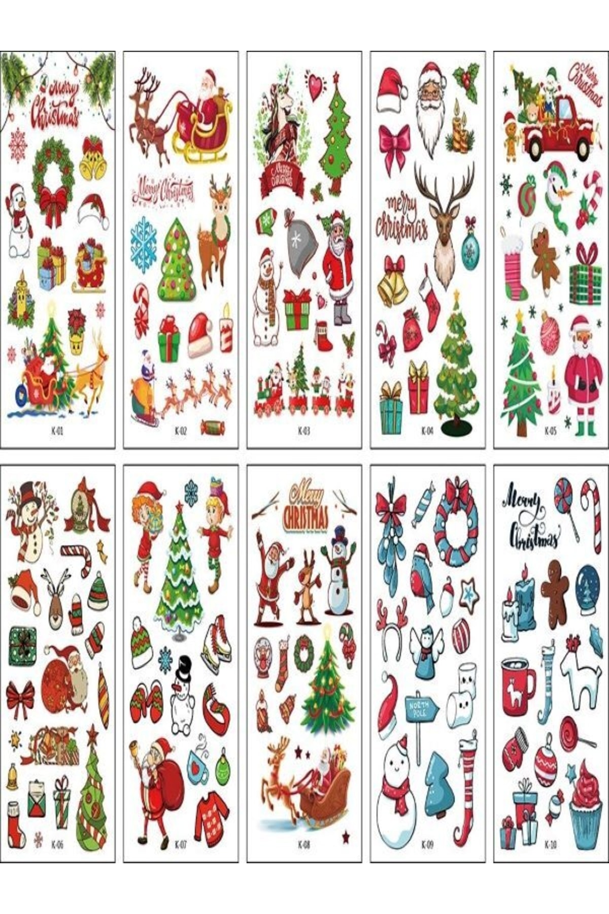 Bluoklight 10 Sayfa Yılbaşı Temalı Christmas Geçici Dövme Çocuk Yetişkin Dövmesi