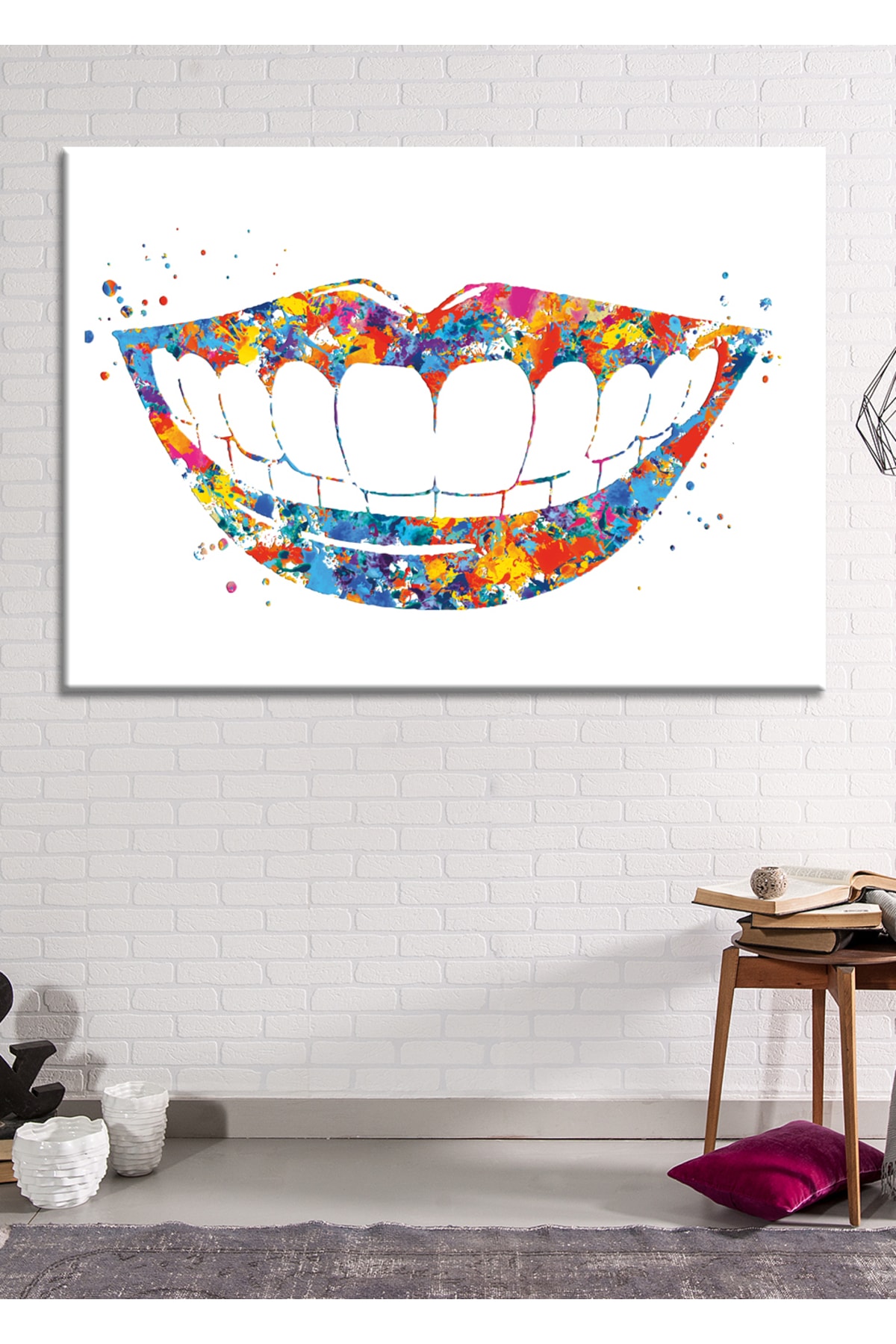 Diş Hekimlerine Doktorlara Hastanelere Özel Suluboya Efektli Dekoratif Kanvas Tablo (8 Farklı Ölçü)