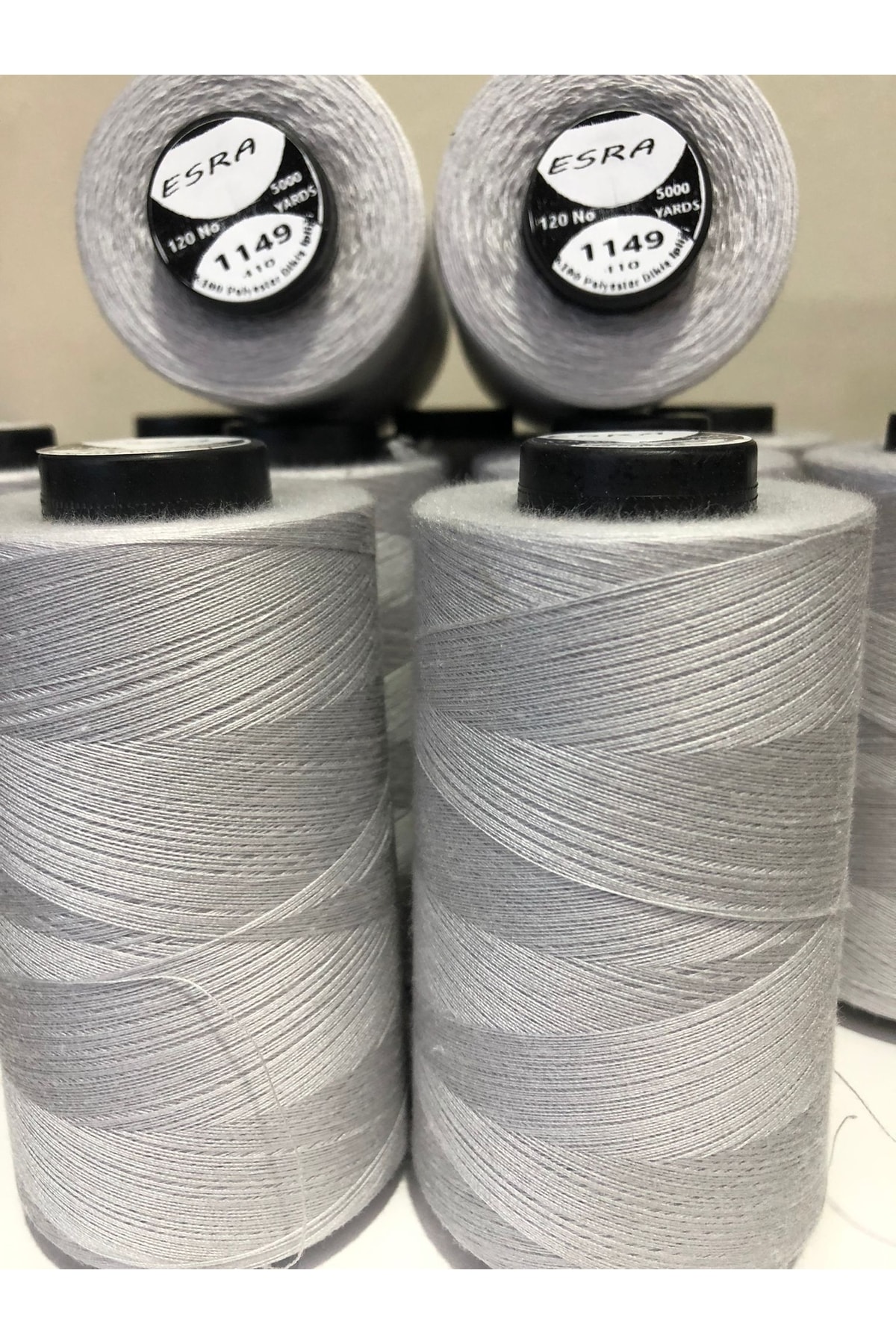 Esra Renkli Polyester 120 Numara Dikiş Ipliği Açık Gri 1149