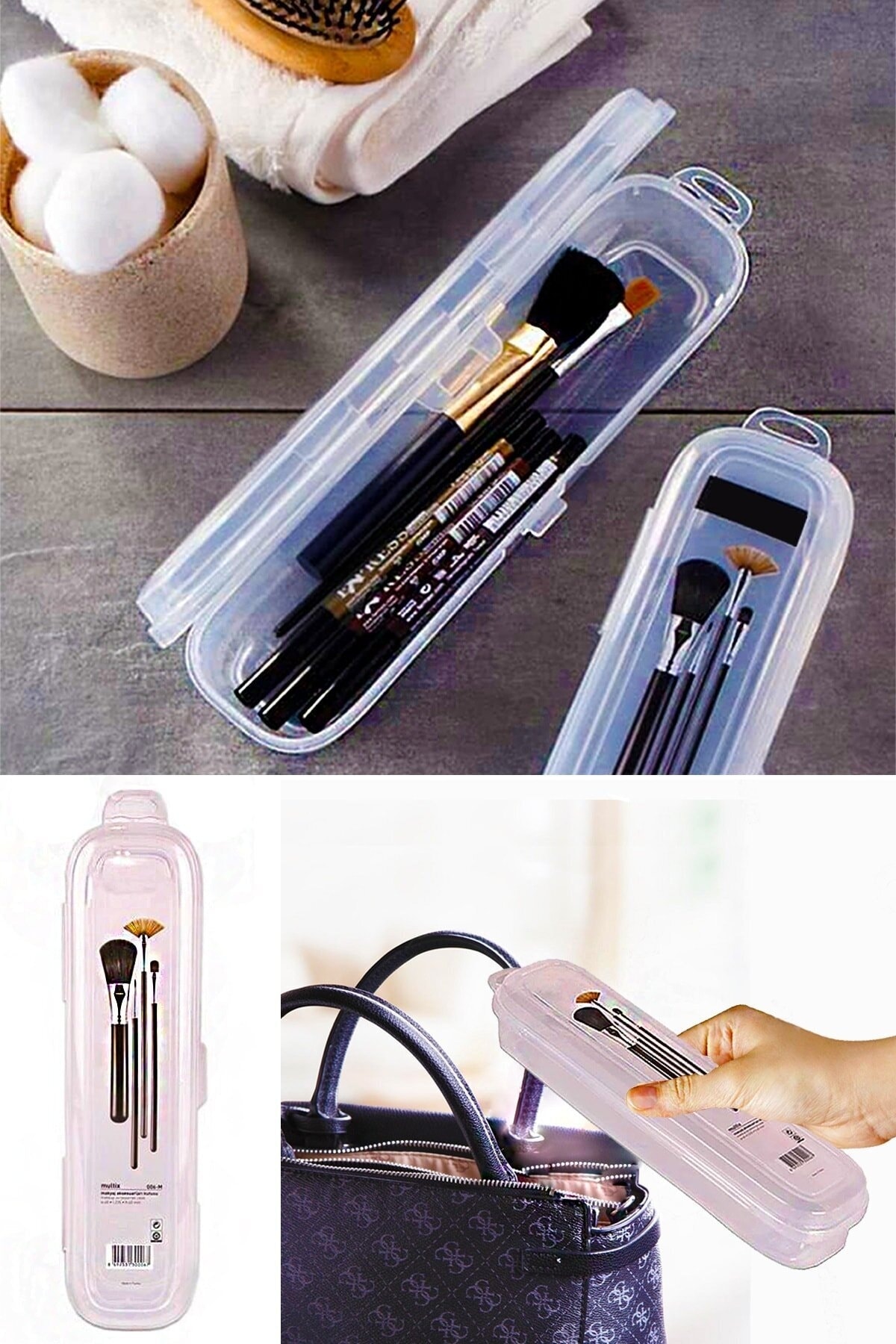 Multi Transparent Lid Bag Storage - Toothbrush - Makeup Brush - Pencil Case
