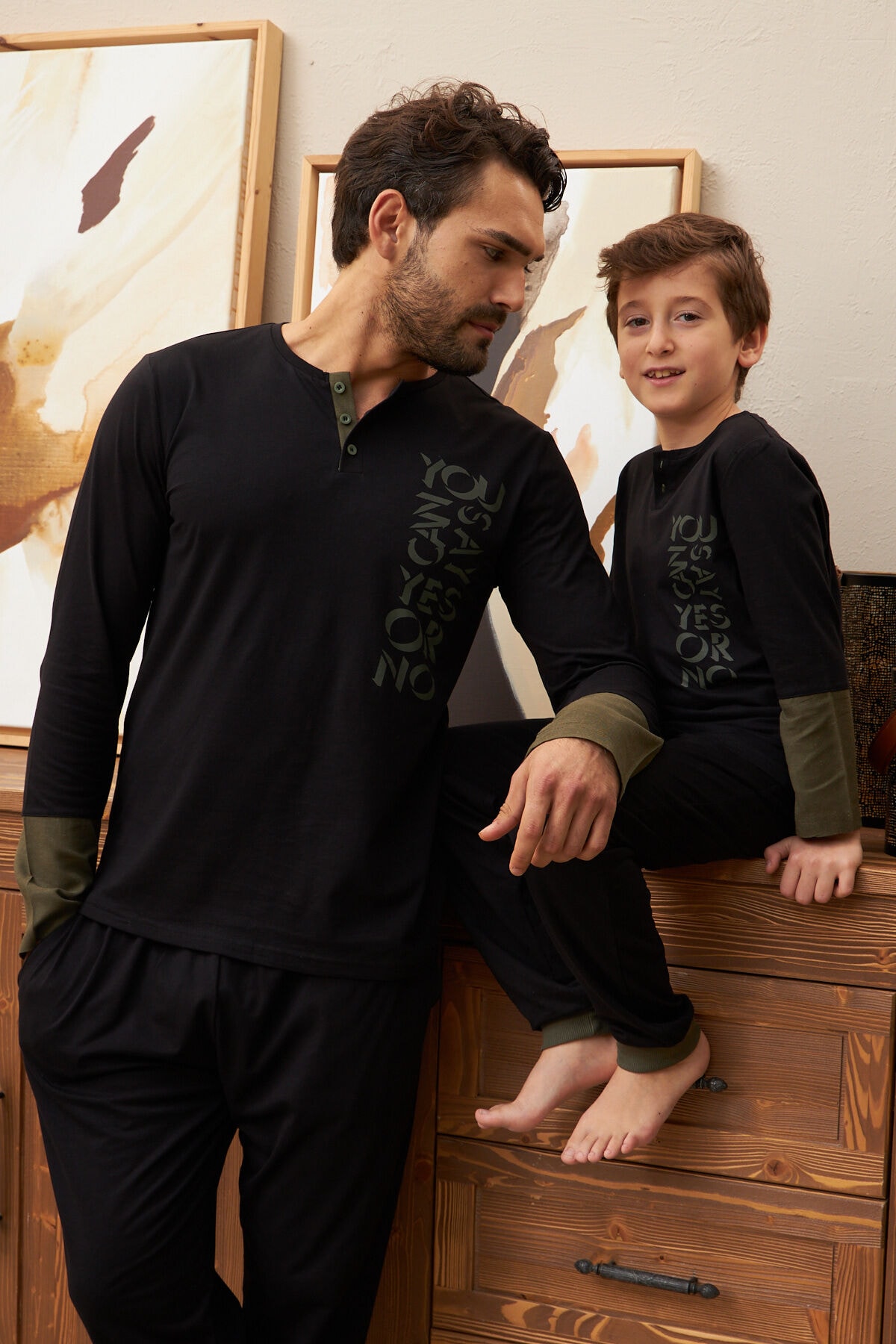 LILIAN Yes & No Pijama Takımı Baba Oğul Ayrı Ayrı Satılır Fıyatları Farklıdır