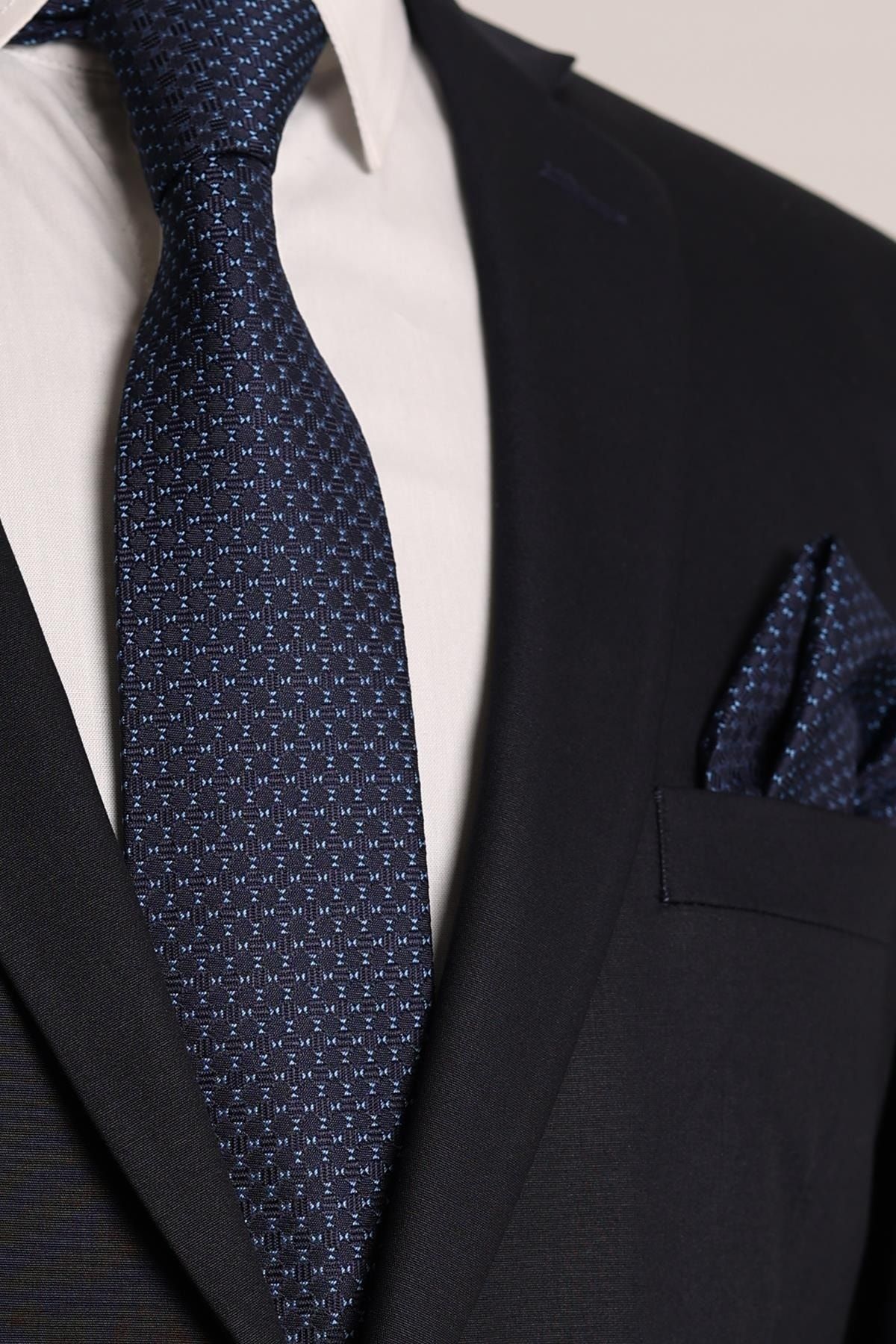 Esgue 7,5 см классический узор синий и темно-синий галстук и носовой платок ESG115KRM1017