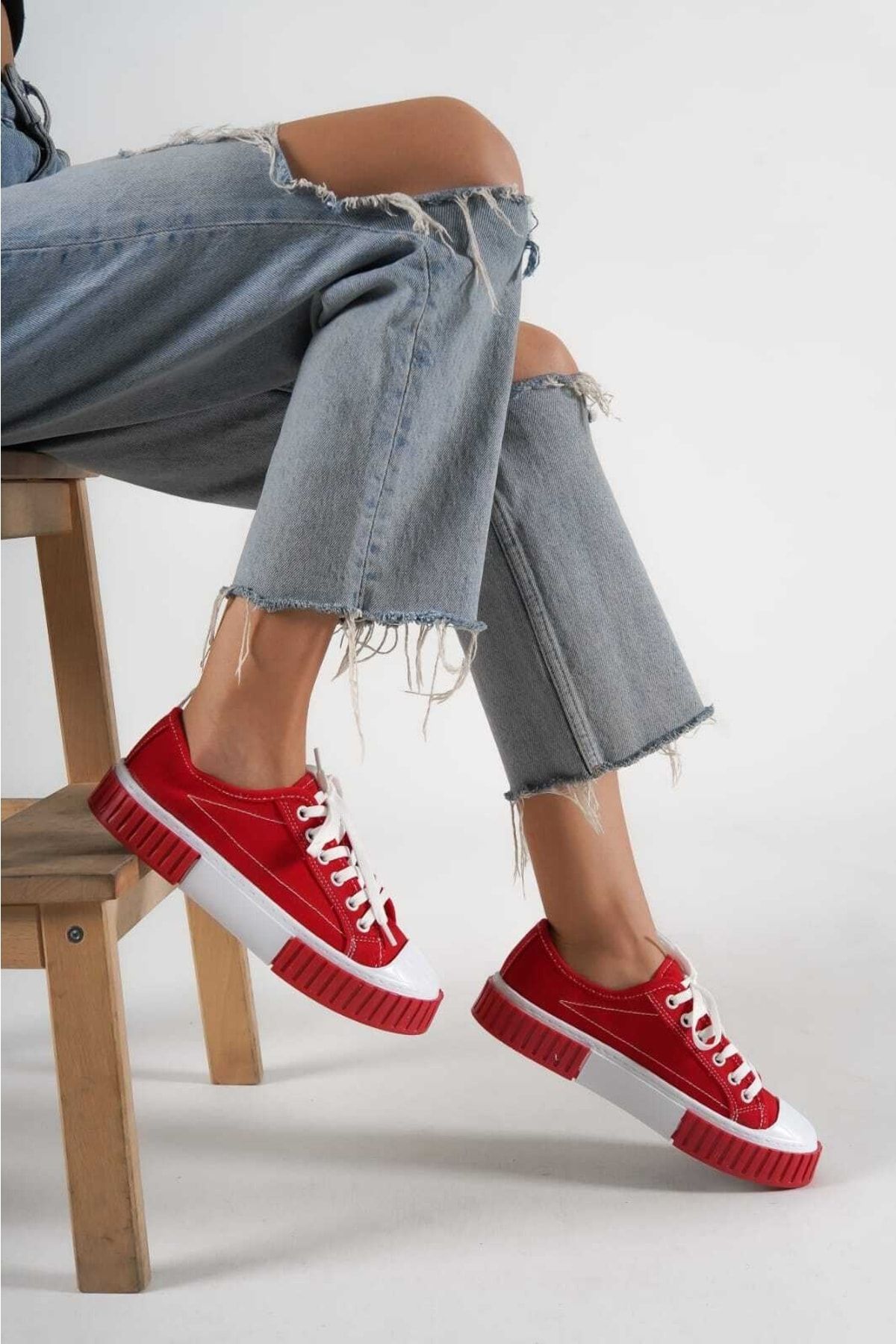 Kadın-erkek Kırmızı Keten Perfect Sneaker