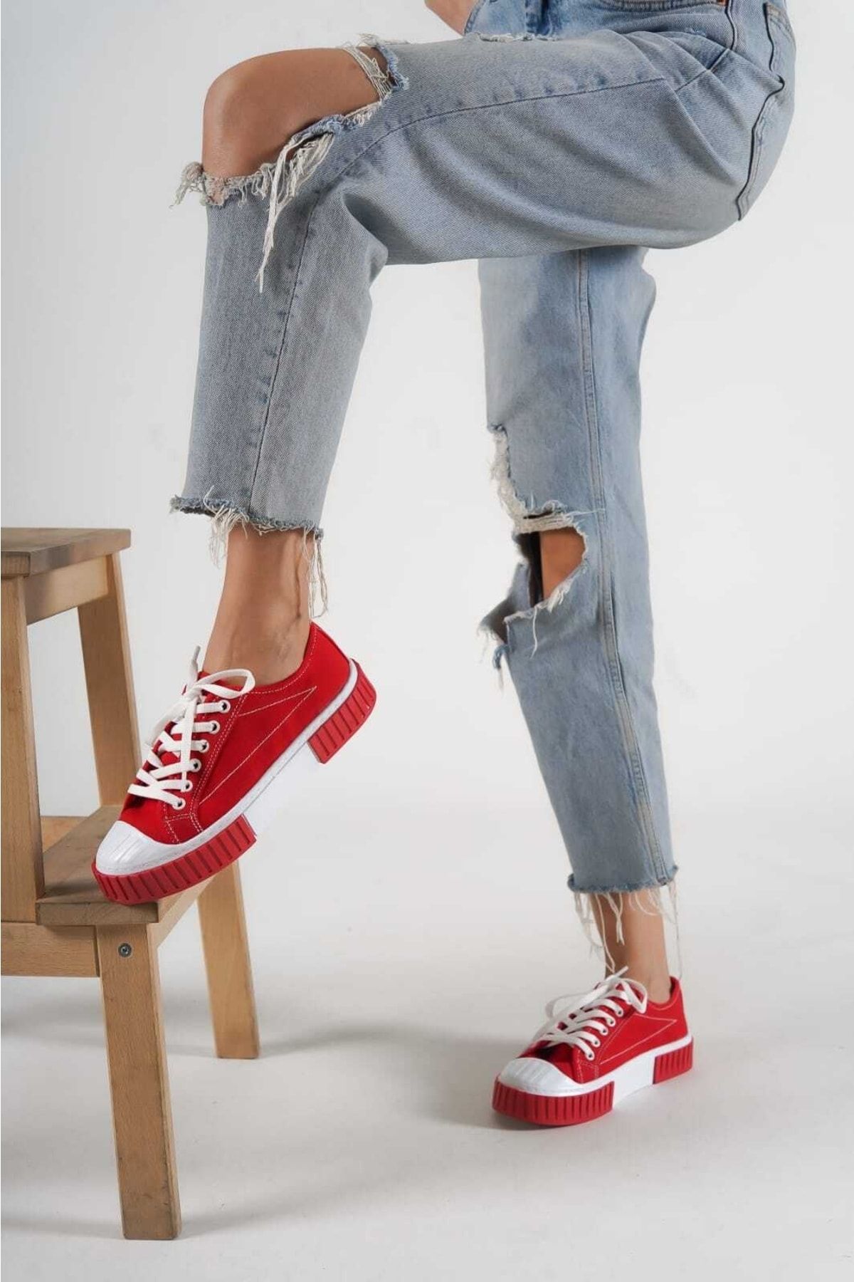 Kadın-erkek Kırmızı Keten Perfect Sneaker