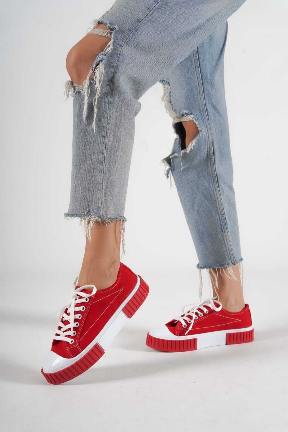Kadın-erkek Kırmızı Keten Perfect Sneaker