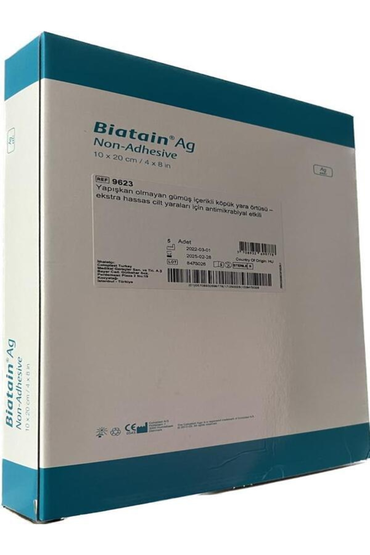 Coloplast Biatain Ag+ (gümüş) Yapışkansız Köpük Yara Örtüsü 10x20cm ...