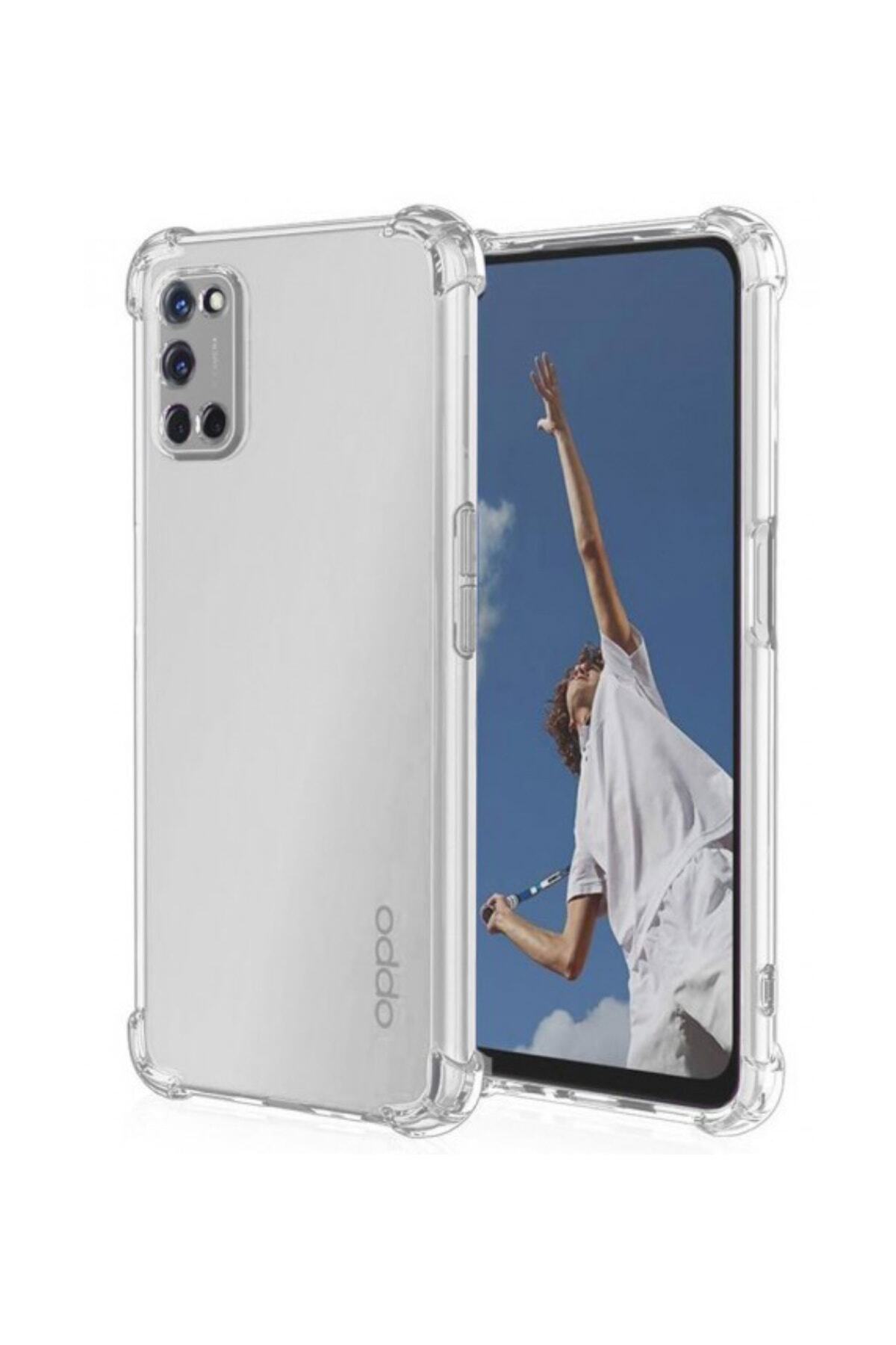 Oppo A52 ile Uyumlu Kapak Kamera Korumalı Antişok Airbag Köşe Korumalı Silikon Şeffaf Kılıf