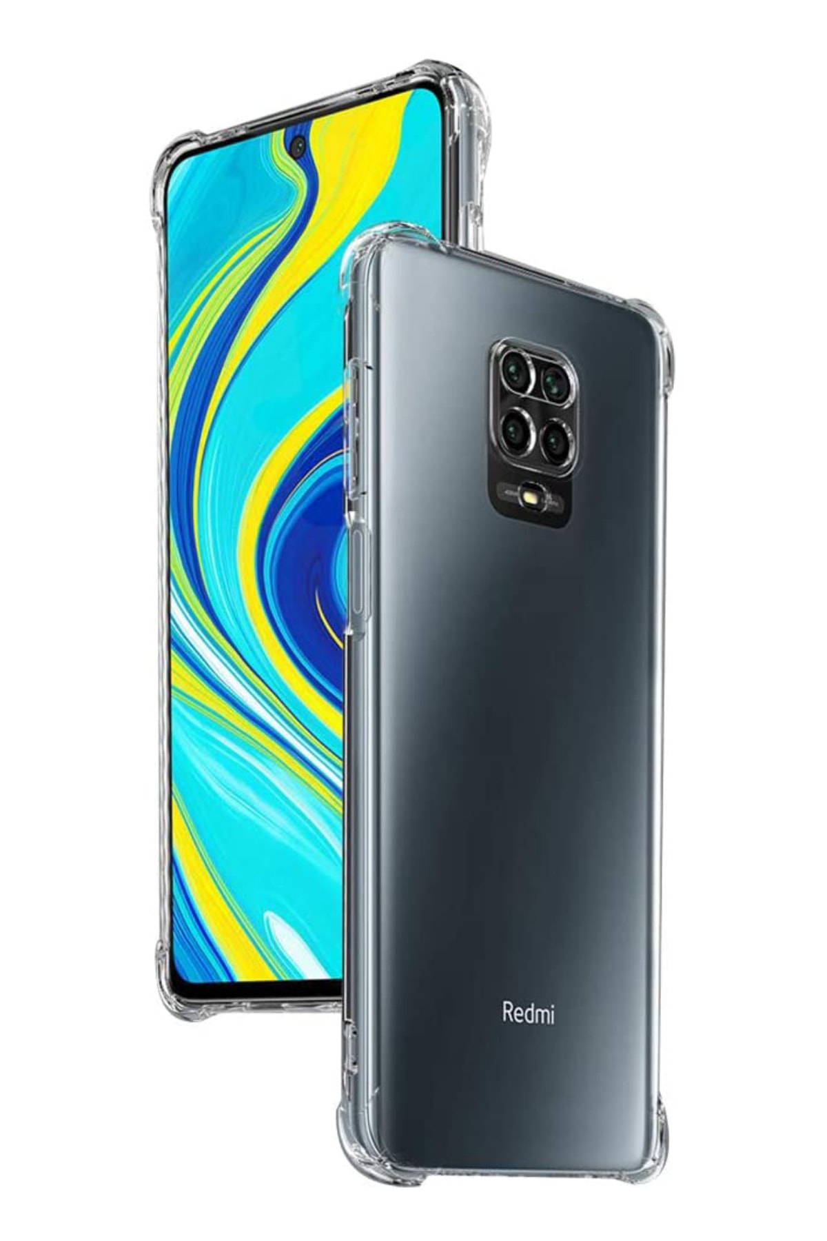 Xiaomi Redmi Note 9s ile Uyumlu Kapak Kamera Korumalı Antişok Airbag Köşe Korumalı Silikon Şeffaf Kılıf